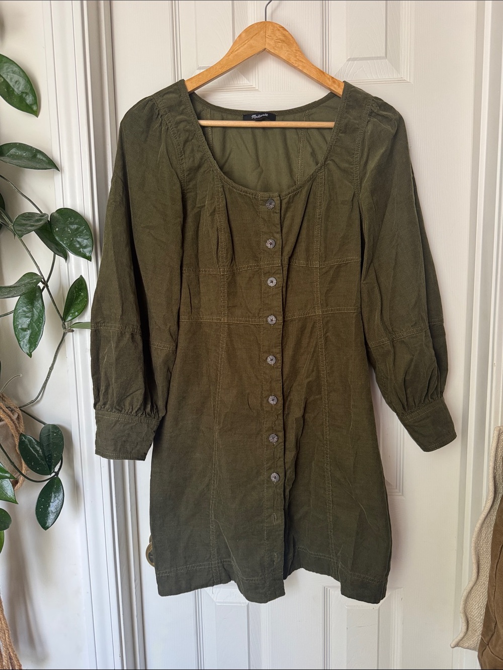 Madewell Olive Green Button-Front dress